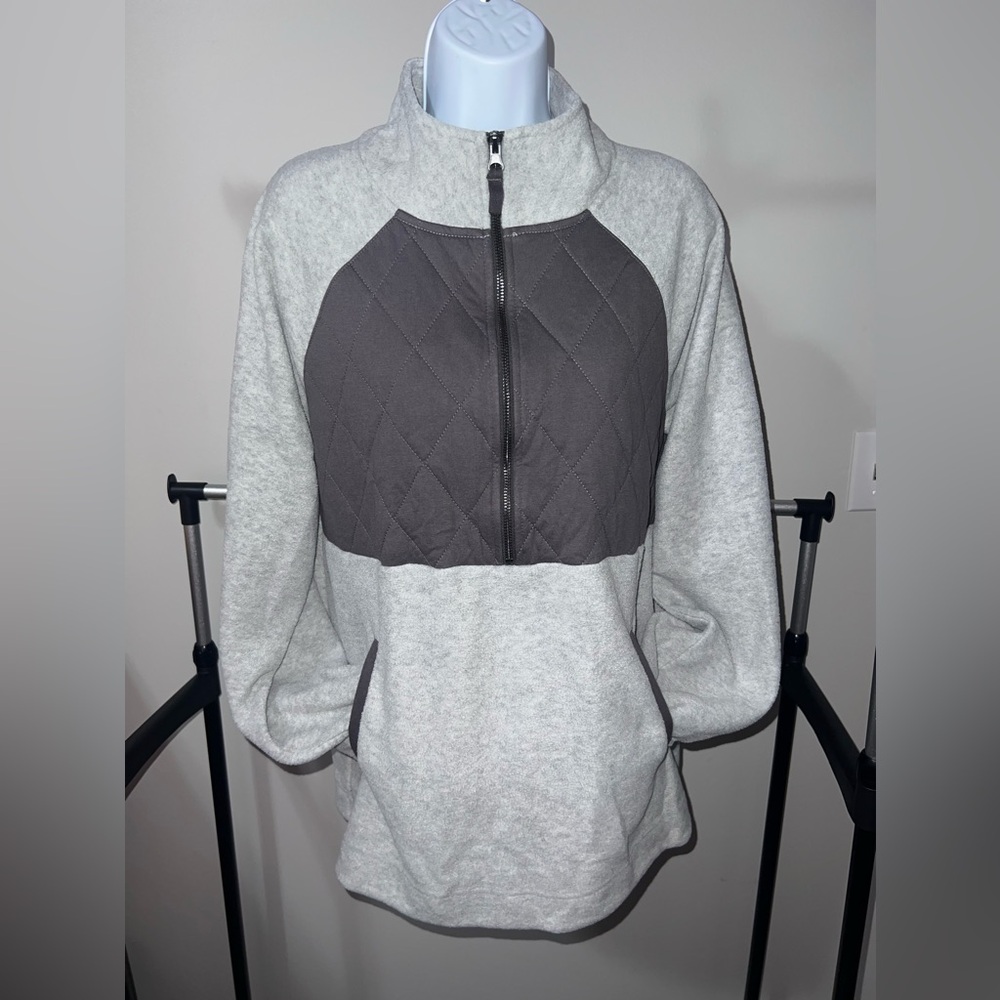 Gray And Dark Gray Quilted Pullover - image 1